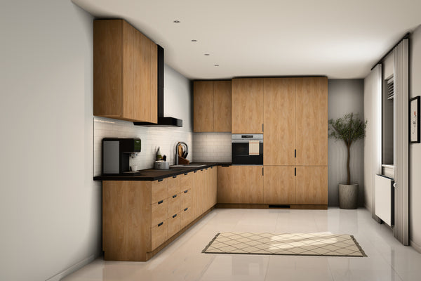 L-Küche Sorento Sonoma Eiche – 470 × 270 cm – mit 3 Hochschränken – K42-G470