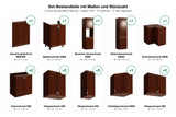 Set-Bestandteile mit Maßen und Stückzahl – L-Küche Sycylia Milano Walnuss – 330 × 250 cm – KÜ-SYC-001