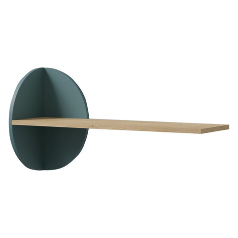 Lexi Wandregal 82 cm mit halbrunder Zierscheibe – Cremona Eiche / Macadamia / Meeresblau