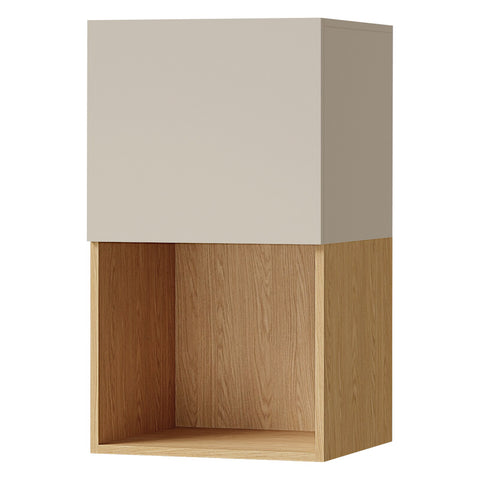 Lorin Hängeschrank 45 cm mit 1 Tür und offenem Fach – Kaschmir / Frühlingseiche