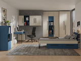 Lorin Schreibtisch 125 cm mit 2 Schubladen im Raum – Kaschmir / Meeresblau