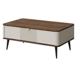 Marly Couchtisch 100 cm mit Klappen – Kaschmir / Walnuss
