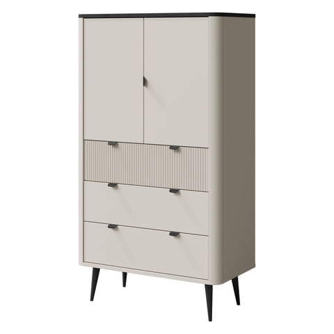Marly Highboard 90 cm mit 2 Türen und 3 Schubladen – Kaschmir / Grauer Stein