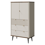Marly Highboard 90 cm mit 2 Türen und 3 Schubladen – Kaschmir / Walnuss