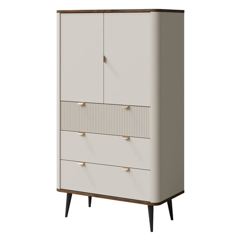 Marly Highboard 90 cm mit 2 Türen und 3 Schubladen – Kaschmir / Walnuss