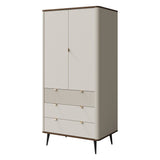 Marly Kleiderschrank 90 cm mit 2 Türen und 3 Schubladen – Kaschmir / Walnuss