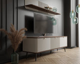 Marly TV-Lowboard 160 cm mit 3 Klappen im Raum – Kaschmir / Walnuss
