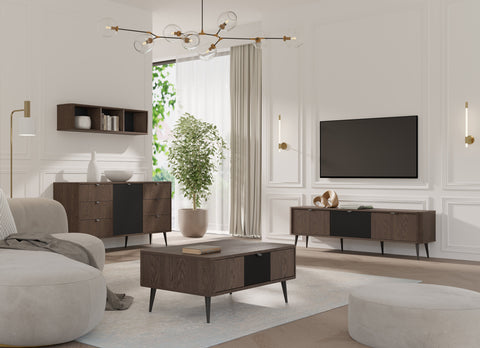 Marly Couchtisch 100 cm mit Klappen im Raum – Baltic Storm