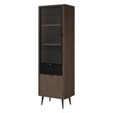 Marly Schmale Vitrine 60 cm mit 1 Glastür, 1 Tür und 1 Schublade – Baltic Storm