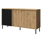 Mia Sideboard 145 cm mit 3 Türen – Eiche Odwieczny / Schwarz