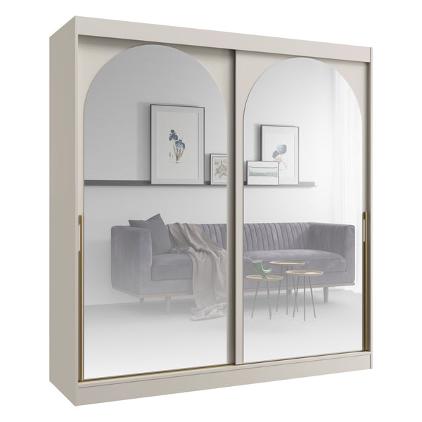 Modin Schwebetürenschrank 200 cm mit 2 Spiegeltüren in Bogenoptik – Kaschmir