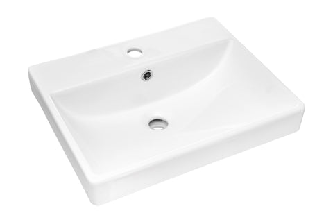 Möbelwaschbecken 60 × 40 cm – Weiß, glänzend, eckig