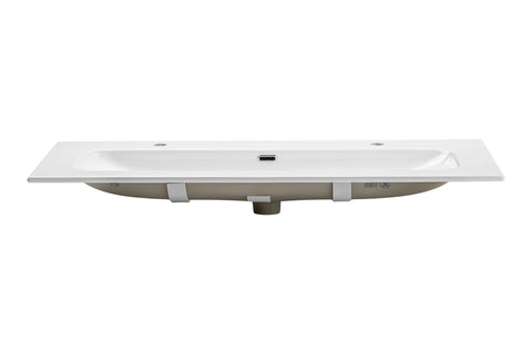 Möbelwaschbecken Flavia 121 × 46 cm – Weiß, glänzend, eckig – 2 Hahnlöcher – Ansicht 2