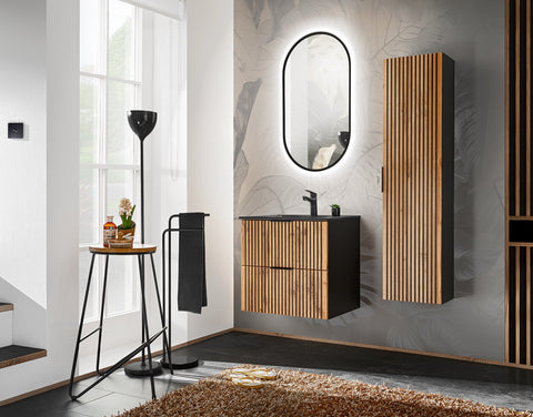 Möbelwaschbecken Lavena 61 × 46 cm – Schwarz, matt, eckig – Ansicht 2