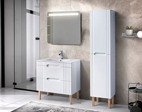 Badmöbel-Set Balvina Weiß 60 cm – Möbelwaschbecken Lavena 61 × 46 cm