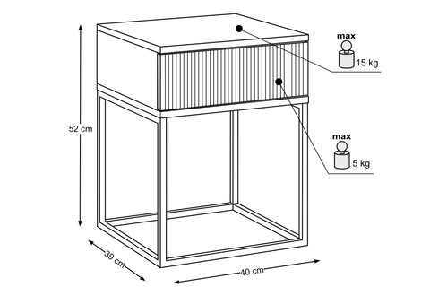 Nachttisch Spella Weiß 40 × 52 × 39 cm – Ansicht 4
