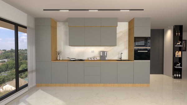 Nexa Küchenzeile KÜ04-L – Beige – 420 cm – Modernes Küchensystem mit durchdachter Stauraumlösung