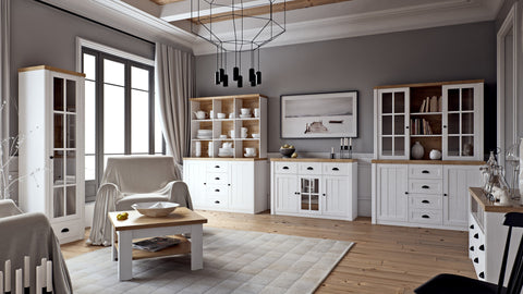 Portivo Stilvoller Schreibtisch im Landhausstil mit Stauraum und 4 Schubladen – Ansicht 2