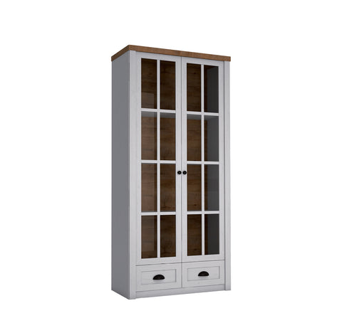 Portivo Stilvolle Vitrine mit Glastüren und Schubladen im Landhausstil – Geräumig und Hochwertig
