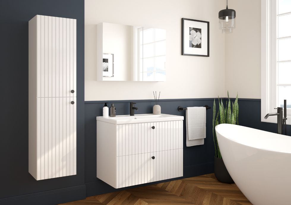 Badezimmer Set – Rietti 80 cm – Weiß Hochglanz