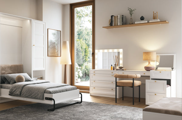 Rosello Schlafzimmer-Set 8-teilig mit Schrankbett 140 × 200 cm – Modernes Komplettset für kleine Räume & maximale Funktionalität