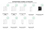 Set-Bestandteile mit Maßen und Stückzahl – K153-G230 x 150cm – Elvara ( L ) – Winkelküche Modern Elegance Line