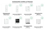 Set-Bestandteile mit Maßen und Stückzahl – Küchenzeile KS5-G420 – Arvion & Morvex – Farbe Weiß / Matt