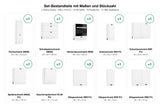 Set-Bestandteile mit Maßen und Stückzahl – L-Küche Elvara – 230 × 210 cm – K150-G230
