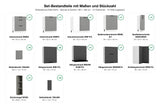 Set-Bestandteile mit Maßen und Stückzahl – Winkelküche KS6-G370 – Morvex & Kendro 190 × 180 cm