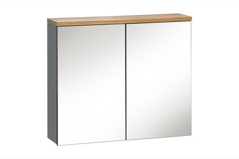Spiegelschrank Balvina Grau 80 × 70 × 20 cm mit 2 Türen