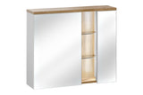 Spiegelschrank Belmara Weiß, Wotan Eiche 80 × 70 × 20 cm mit 2 Türen – Ansicht 2