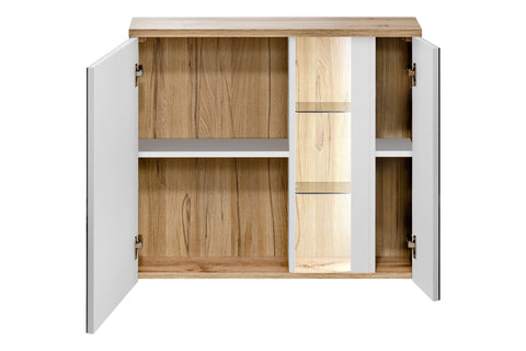 Spiegelschrank Belmara Weiß, Wotan Eiche 80 × 70 × 20 cm mit 2 Türen – Ansicht 3