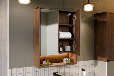 Spiegelschrank Violetta Walnuss Villa 80 × 76,8 × 18,8 cm mit 2 Türen – Ansicht 5