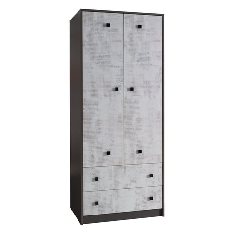 Tommy Kleiderschrank 80 cm mit 2 Türen und 2 Schubladen – Graphit / Enigma