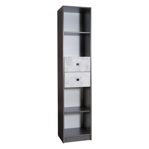 Tommy Standregal schmal 42 cm mit 2 Schubladen – Graphit / Enigma