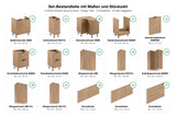Set-Bestandteile mit Maßen und Stückzahl – U-Küche Sorento Sonoma Eiche – 298 × 214 × 199 cm – KÜ-SOR-006