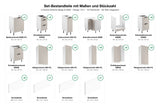 Set-Bestandteile mit Maßen und Stückzahl – U-Küche Sorento Beige & Weiß – 318 × 239 × 239 cm – KÜ-SORENTO4-001