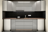 U-Küche Velmora Grau Hochglanz & Weiß – 300 × 260 × 240 cm – KÜ-VELM-021 – Wand A frontal