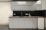 U-Küche Velmora Grau Hochglanz & Weiß – 300 × 260 × 240 cm – KÜ-VELM-021 – Wand B frontal