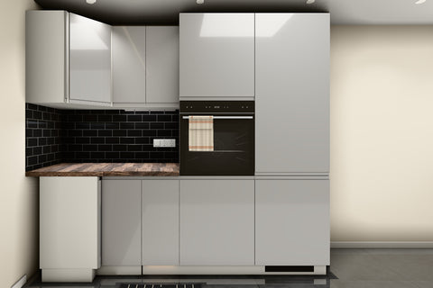 U-Küche Velmora Grau Hochglanz & Weiß – 300 × 260 × 240 cm – KÜ-VELM-021 – Wand C frontal