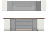 U-Küche Velmora Grau Hochglanz & Weiß – 300 × 260 × 240 cm – KÜ-VELM-021 – Wand A freigestellt auf Weiß