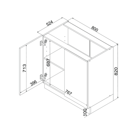 Unterschrank D80 – Bravona – Elegante Stauraum Idee – Ansicht 3