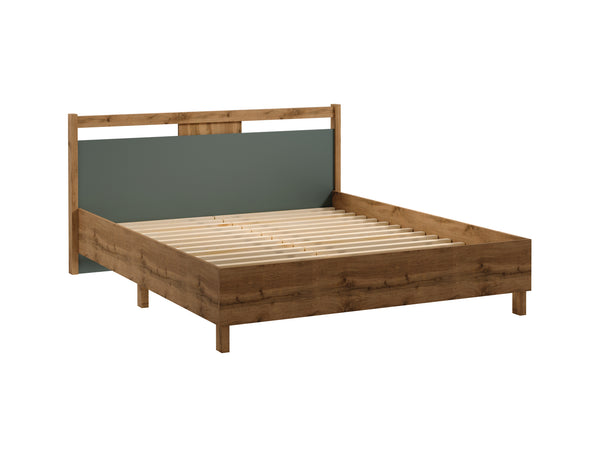Velario Stilvolles Doppelbett 160 × 200 cm in Wotan Eiche – Modernes Schlafzimmerbett mit Lattenrost