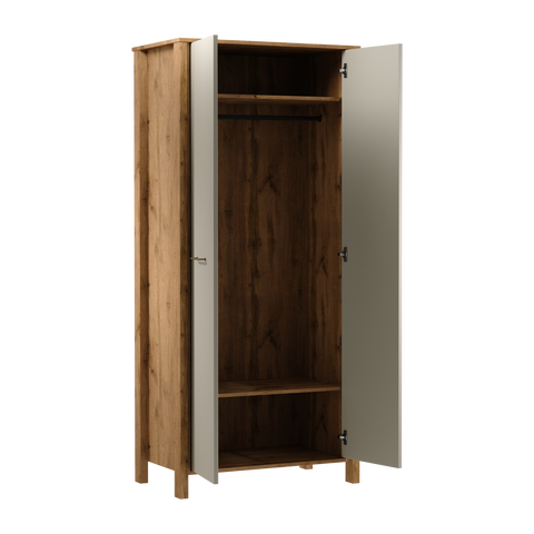 Velario Geräumiger Kleiderschrank 2-türig mit Kleiderstange und Einlegeboden – Stilvoll und Modern – Ansicht 2
