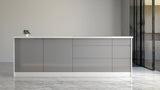 Velmora Inselküche KÜ-AS-014 – 320 cm – Grau Hochglanz – Ansicht 6