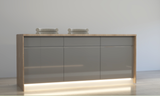 Velmora L-Inselküche KÜ-AS-020 – 410 × 130 cm – Grau Hochglanz – Großzügige Küche mit Kochinsel – Ansicht 6