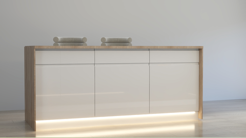 Velmora L-Inselküche KÜ-AS-020 – 410 × 130 cm – Weiß Hochglanz – Großzügige Küche mit Kochinsel – Ansicht 6
