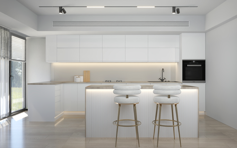 Velmora L-Inselküche KÜ-AS-020 – 410 × 130 cm – Weiß Hochglanz – Großzügige Küche mit Kochinsel – Ansicht 8