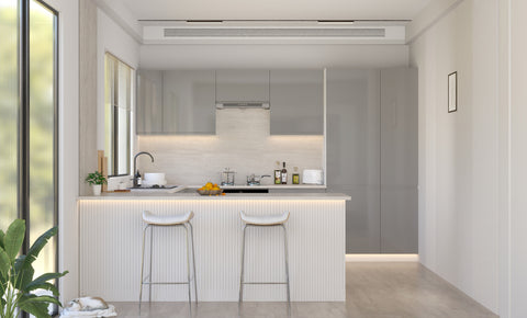 Velmora U-Form Küche KÜ-AS-010 – 310 × 289 × 210 cm – Grau Hochglanz – MDF-Fronten – Ansicht 8