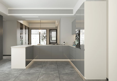 Velmora U-Form Küche KÜ-AS-013 – 310 × 289 × 210 cm – Grau Hochglanz
